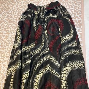 Scrunched Waist Long Multi Pattern Skirt